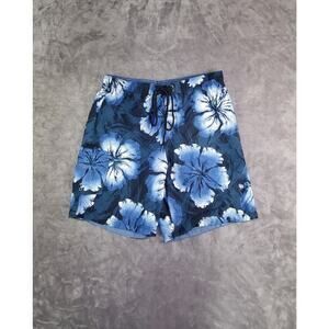 Speedo Swim Trunks Mens Size M Blue Floral Hawaiian Shorts Beach Summer C29-55